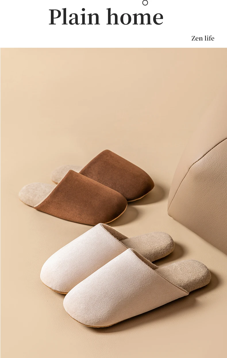Herbst und Winter, einfache Wildleder-Hausschuhe für Herren, rutschfest, für den Innenbereich, Schlafzimmer, Boden, leicht, bequem, leise Hausschuhe – Detail 9
