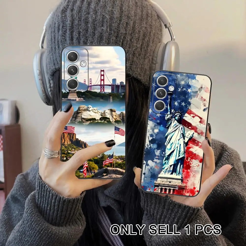 USA America Flag Matte TPU Mobile Phone Case for Samsung Galaxy S26 S25 S24 S23 S22 S21 S20 Note20 Plus FE Ultra Colorful Cover