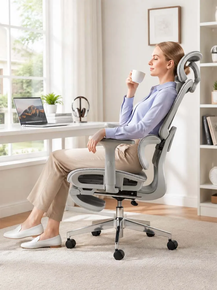 Ergonomischer Bürostuhl Mit Fußstütze Verstellbarer Lendenstütze Kopfstütze Mesh Computerstuhl Höhenverstellbarer Rückenlehne Neigbarer Arbeitsstuhl Für Home Office Gaming Mit Verstellbaren Armlehnen