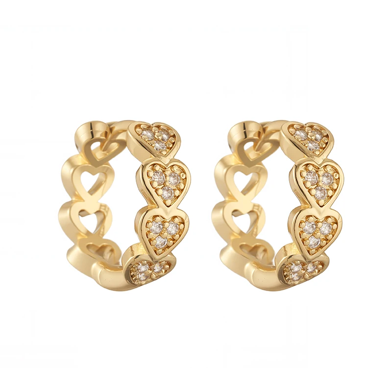 HECHENG، زركونيا القلب الدائري السيدات الأقراط النحاس معدن جولة السيدات أزياء الزفاف مجوهرات اكسسوارات 1 زوج