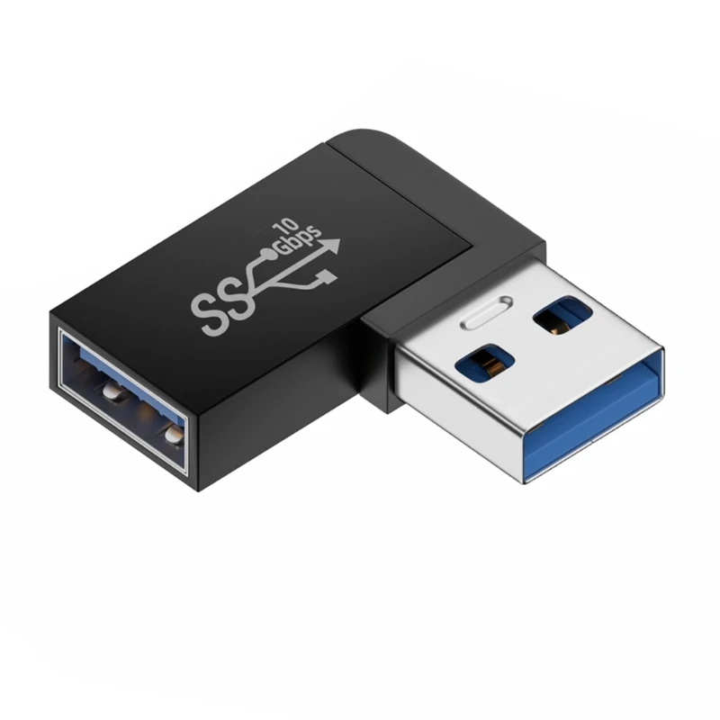 Usb 3.0 macho para fêmea 90 graus adaptador de extensão ângulo direito usb para cima para baixo conector 10gbps para computador portátil