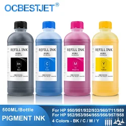 500ML Pigment Ink Refill Ink For HP 950 951 932 933 952 953 954 955 711 960 8100 8600 8620 7610 7510 T120 T520 7740 8210 8710