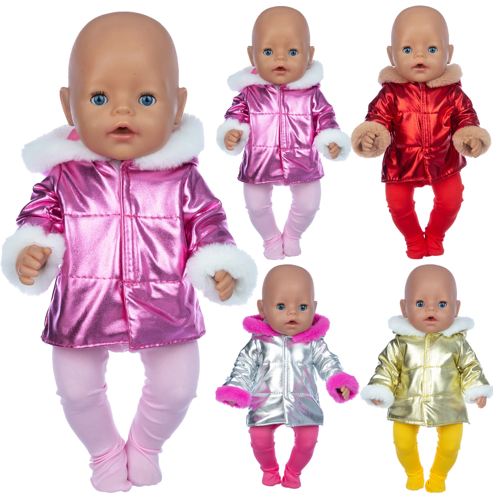 Nowa kurtka puchowa + legginsy ubranka dla lalek pasujące do 18 cali/43 cm nowonarodzone ubranka dla lalki akcesoria dla lalek Reborn