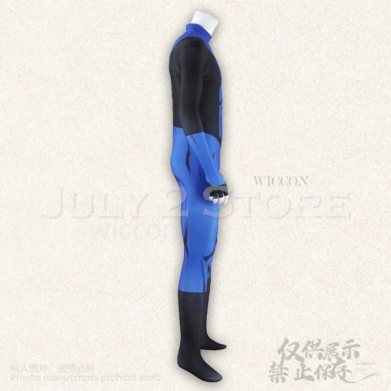 2025 Anime Invincibeee Cosplay Markgraysonn Costume Blue Jumpsuit Bodysuit Battle Uniform Mask Glasses Punk Man Halloween  Suit