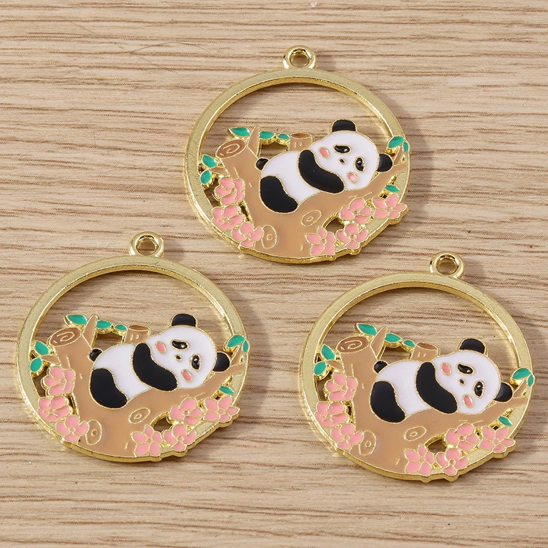 10 stücke mischen Cartoon Tier Charms Emaille Panda Bambus Charms Anhänger für Schmuck machen Halskette Armband Ohrringe DIY Handwerk Geschenk – Detail 8