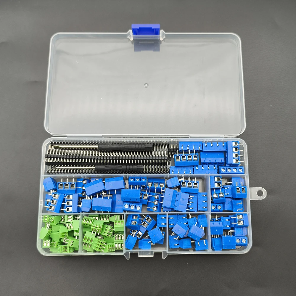 152Pcs/Box  KF128 KF301 2.54mm 5.0mm Pitch 2P 3P 4P PCB Screw Terminal Block Connector Pin Header Screwdriver Repair Accessories
