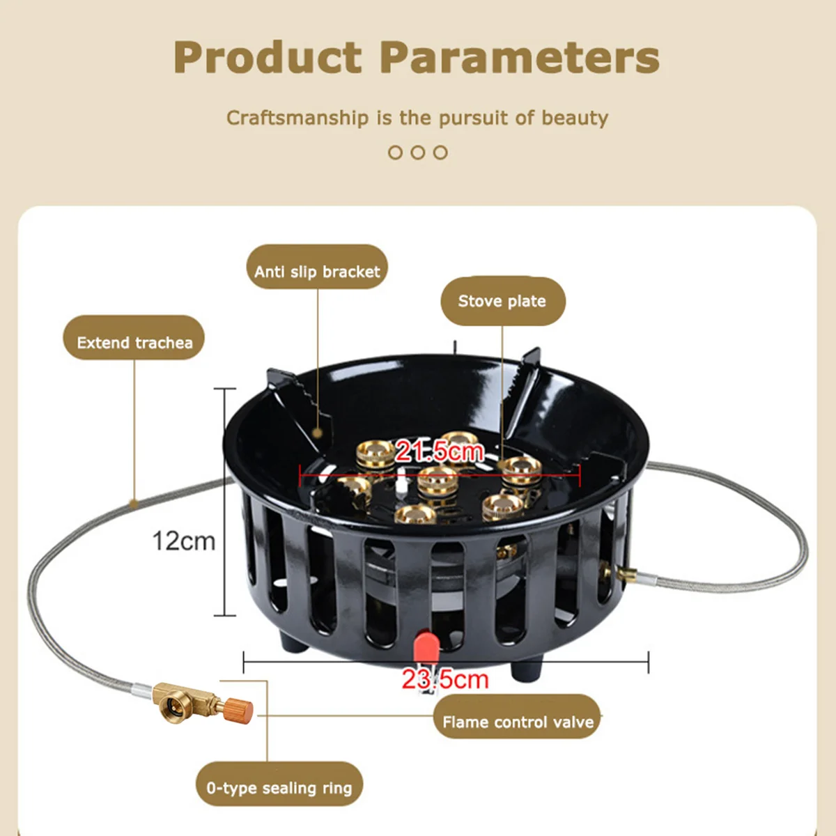Dotwise 19800W High-Power 7-Core Strong Fire Camping Stove Portable Gas Burner Windproof Electronic Ignition Camping Equipment gallery 1