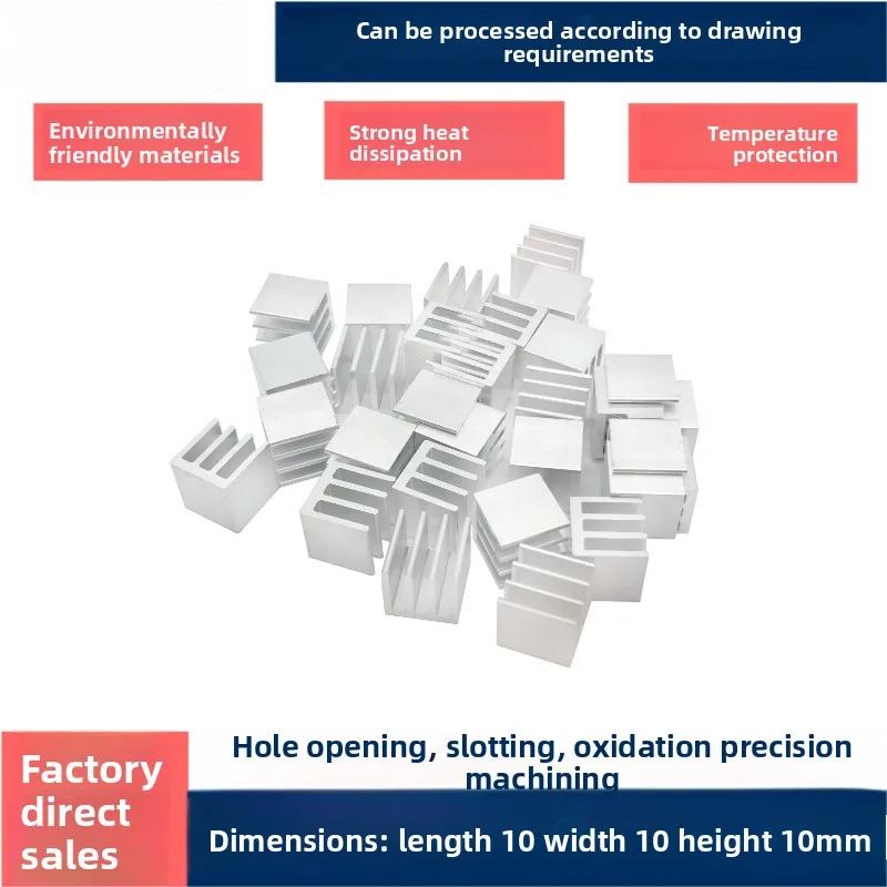 Small Aluminum Heatsink 10×10×10mm Heat Sink Block for Chips, MOSFETs, VRAM, Memory and Routers