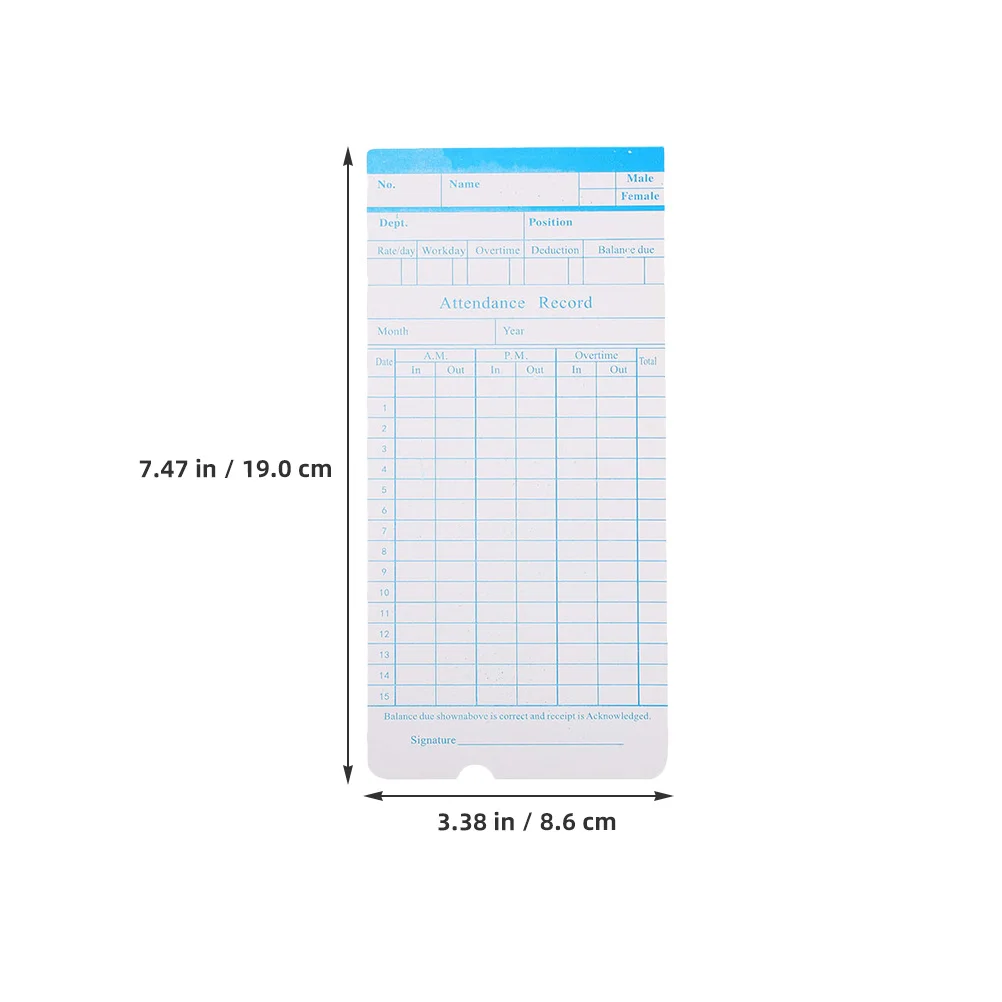 285Pcs Double-Sided Attendance Cards High Compatibility Time Clock Recording Paper Monthly Timecard Sheets Office