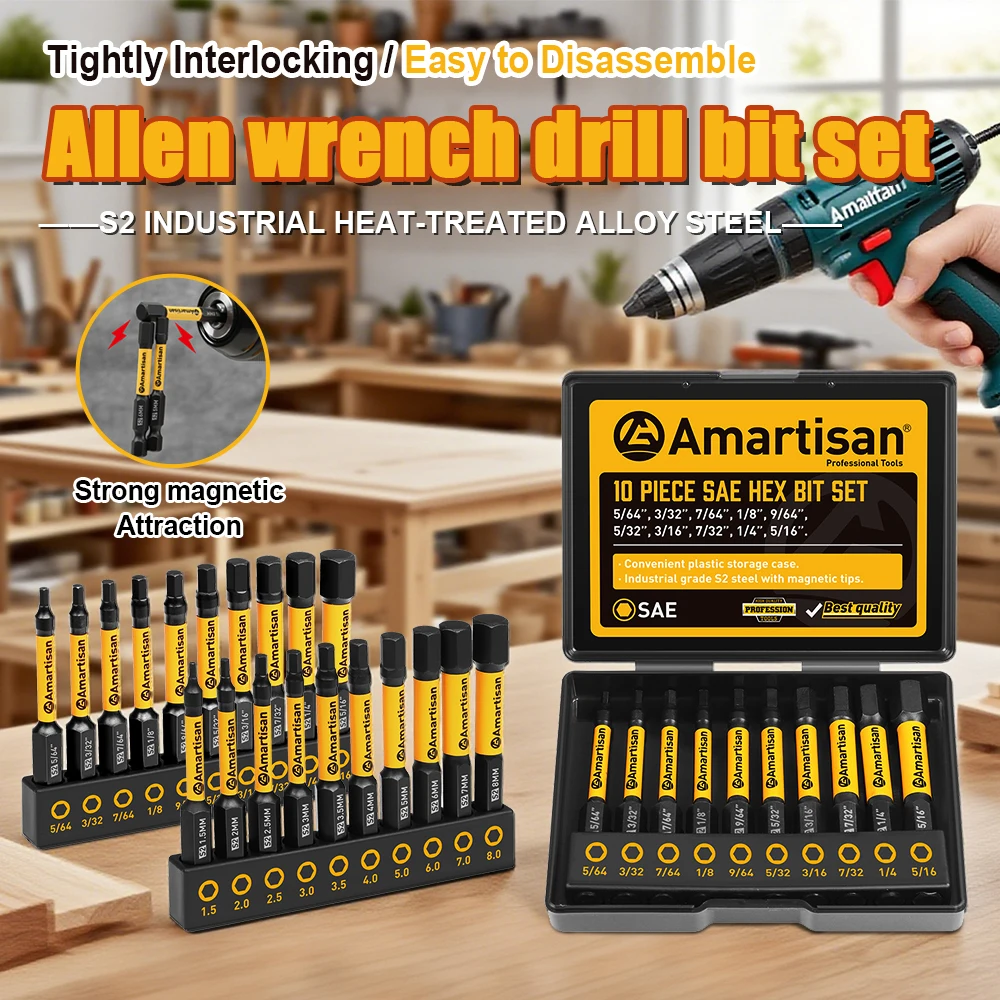 

Hex Drill Bits 20-Piece Set S2 High-Strength Magnetic Electric Drill Screwdriver Bits Pneumatic Bit Sockets Wrench Drill Bits