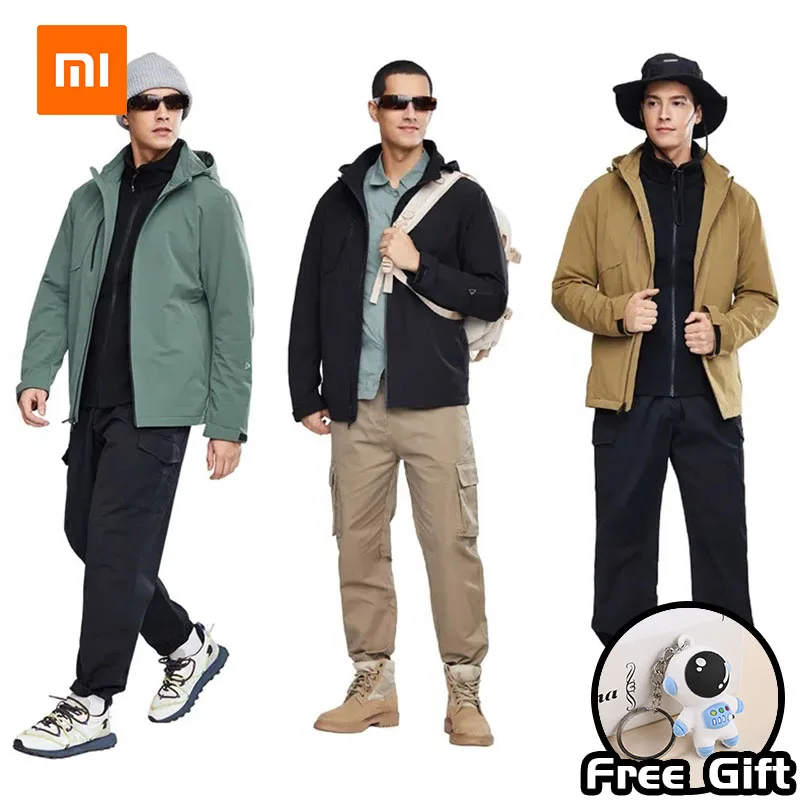 

XIAOMI 90FUN Men Casual Outdoor Windproof Thermal Warm Coat Detachable Hooded Jacket Outerwear Autumn and Winter Parka Windbreak