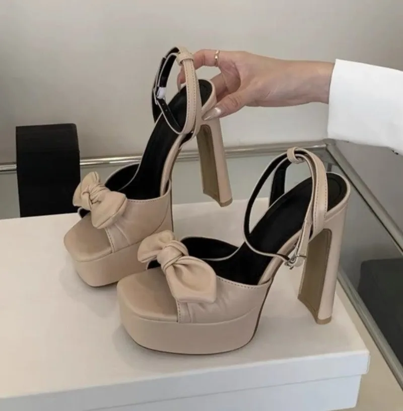 Sandales à bout carré et bout ouvert pour femmes, 13cm, talon bloc, nouvelle plateforme, sangle droite, talons hauts, été