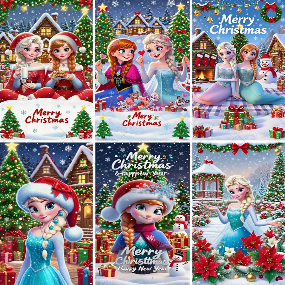 

Disney Frozen Elsa Princess Party Door Cover Banner Merry Christmas Celebration Background Indoor And Outdoor Porch Decoration
