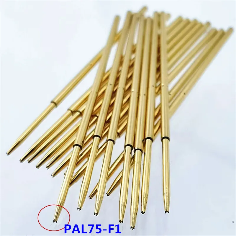 100PCS Gold-plated PAL75-F1 Four Caw Plum Blossom Head Spring Test Pin Outer Diameter 1.02mm Length 33.35mm For ICT testing