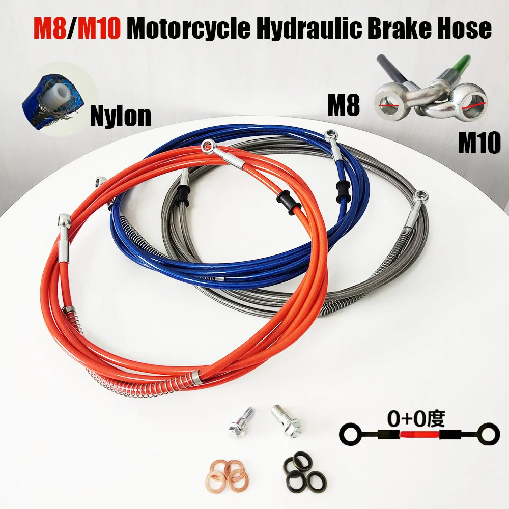 Motorcycle Brake Hose Braided 300-5000mm Hydraulic Clutch Tube Oil DOT Fluid Pipe Line Stainless Steel Braided Hose Banjo M8~M10