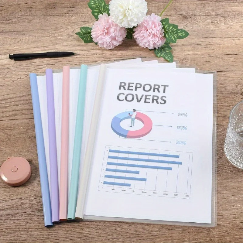 Cartella portadocumenti impermeabile resistente da 10 pezzi A4 Copertine trasparenti Raccoglitori scorrevoli Raccoglitore di carta Clip Raccoglitore a fogli mobili Archiviazione