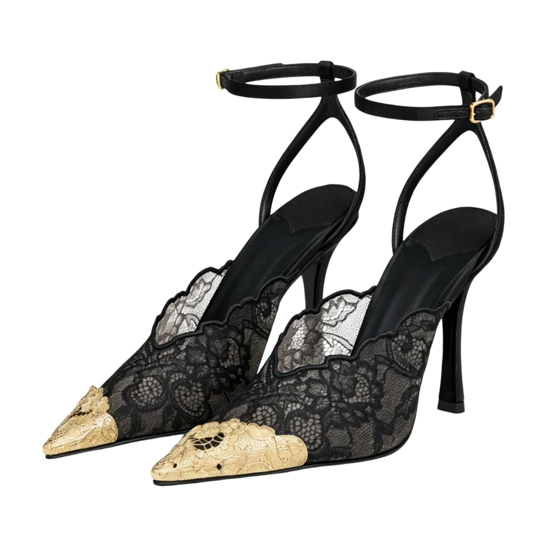 Kiva - Lace Embroidery Metal Pointed Heels Pink detail 12