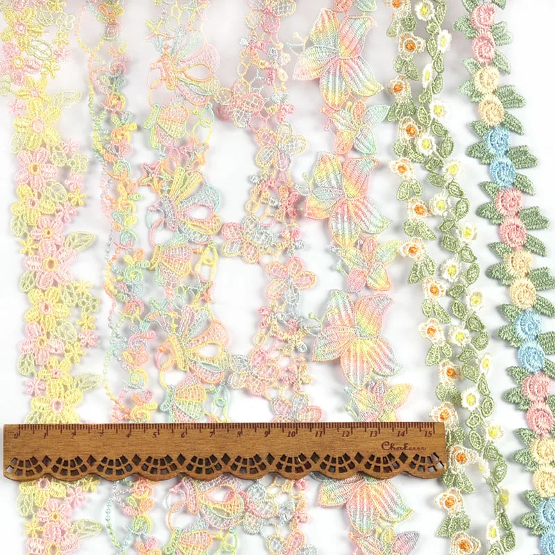 1yard 16-37mm New Trim Lace Colored Flower Ribbons DIY Supplies Sewing Accessories Wedding Wrapping Party Decor Handmade Crafts