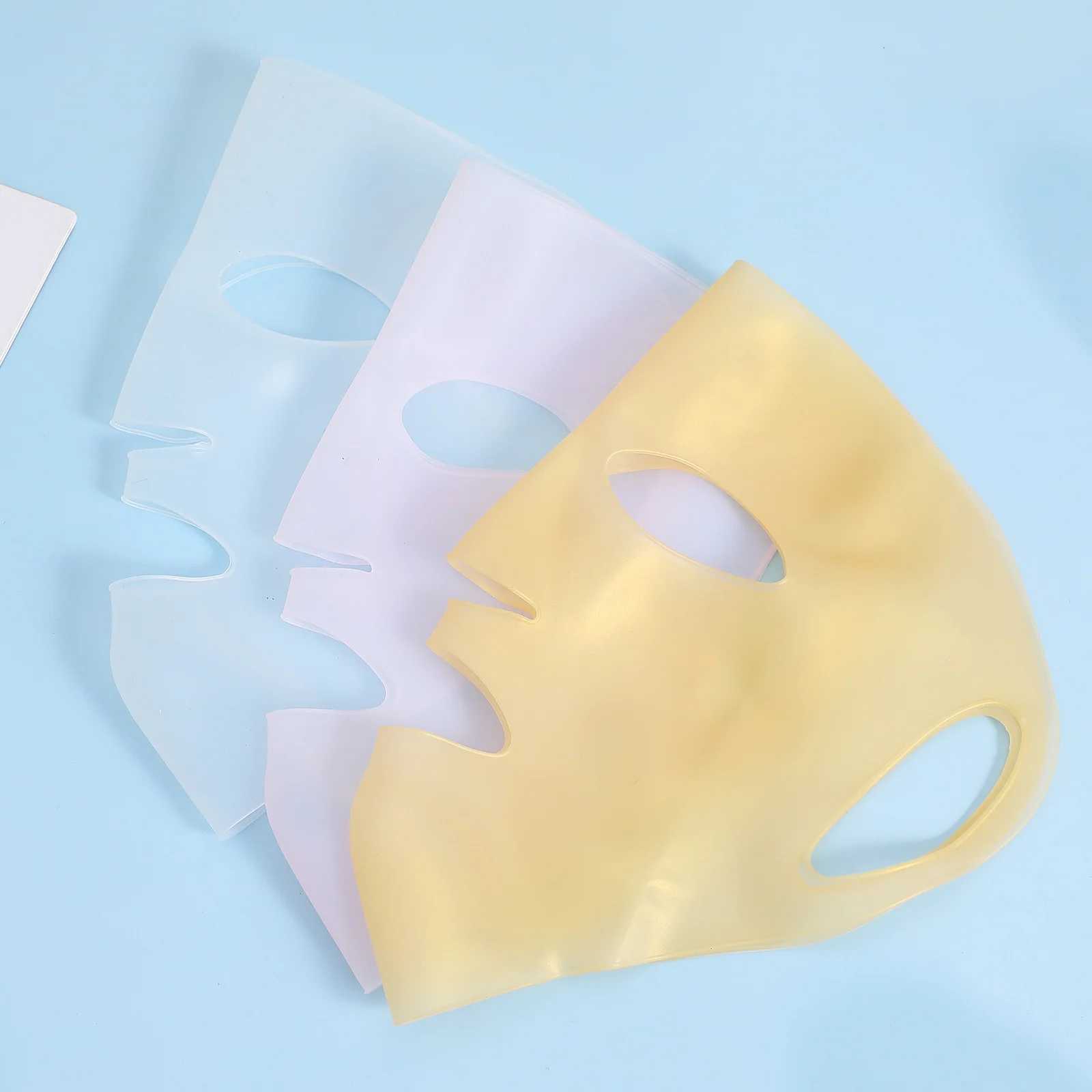 3 pezzi maschera in silicone copertura riutilizzabile coperture per il viso design morbido 3D idratante applicatore viso maschere in gel di silice anti evaporazione