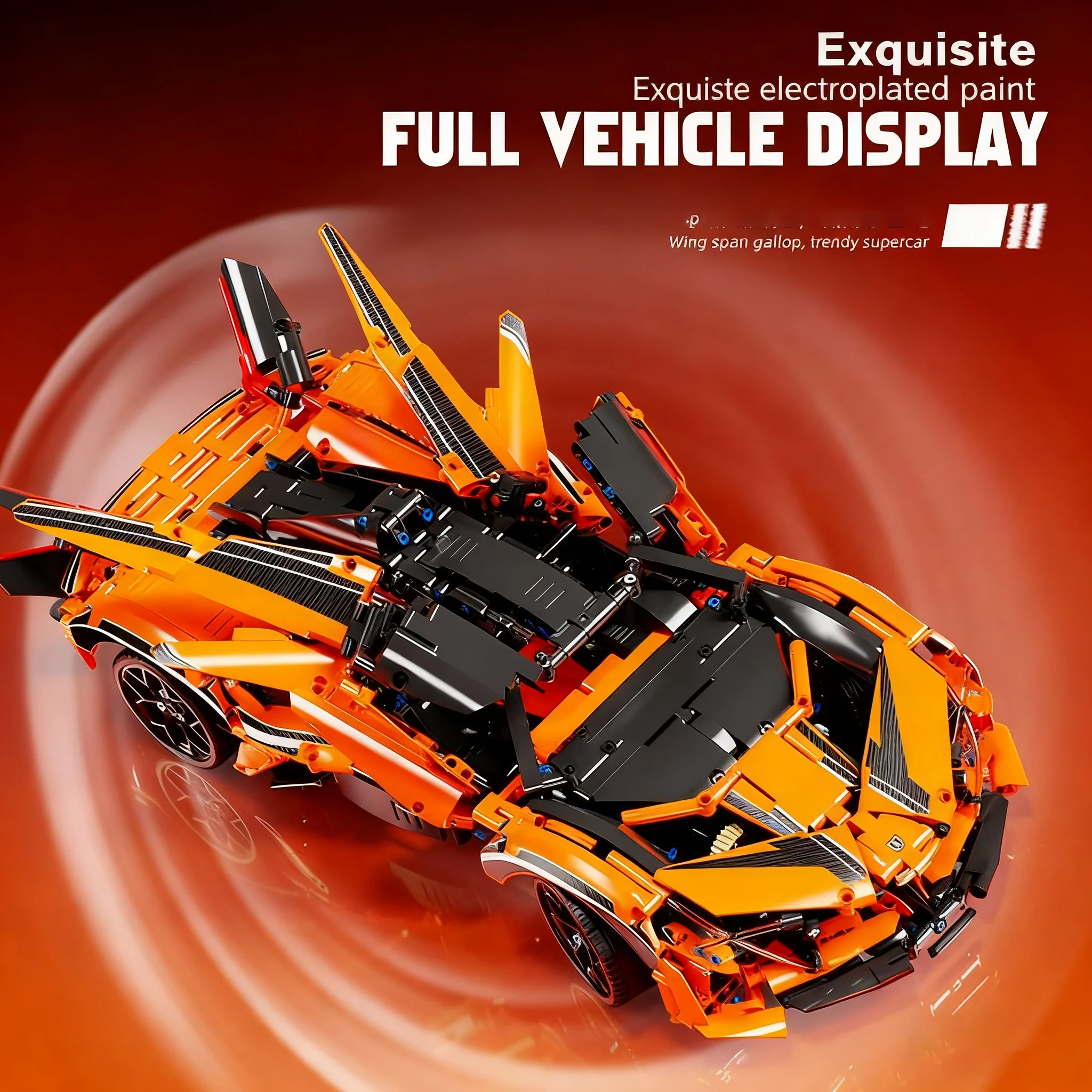 MOC 2088PCS Racing Car Building Blocks with Butterfly Doors Motorized Remote Control Vehicle Model Assembly Kit Christmas Gift