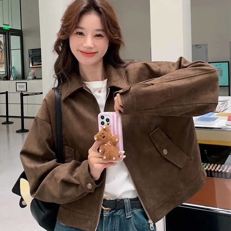 เสื้อแจ็คเก็ตสีเบจสำหรับผู้หญิง มีฮู้ด ผูกเชือก สไตล์แฟชั่น เสื้อคลุมตัวนอก ติดกระดุมด้านหน้า มีกระเป๋า ดีไซน์เรียบง่าย สไตล์พื้นฐาน แขนยาว สำหรับฤดูใบไม้ร่วง