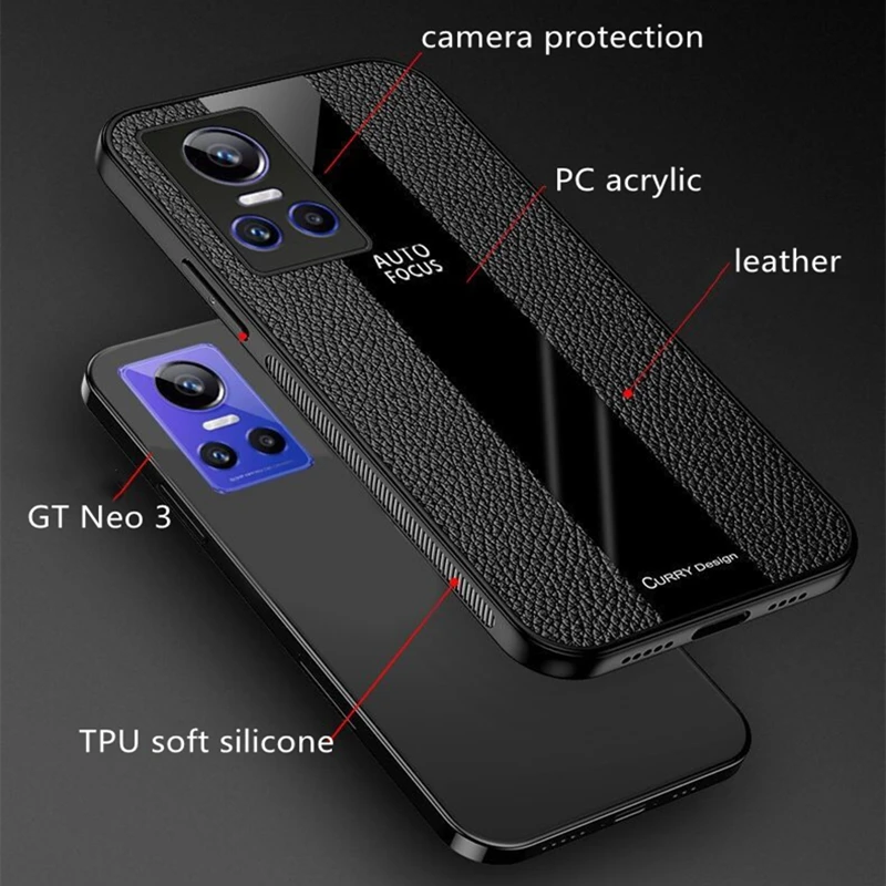 Funda For Realme GT Neo 3 Case Car Holder Phone Cover For Realme GT Neo 3 Case Luxury Leather Soft Silicone Shockproof Bumper