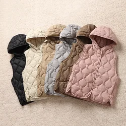 Hooded Down Waistcoat Jacket Autumn Winter Women Warm Light Thin White Duck Down Vest Coat Ladies Bigsize Sleeveless Tank Parkas