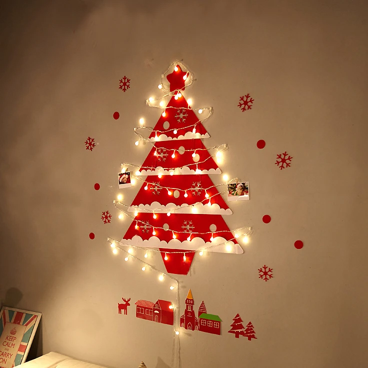 New Year 2024 Christmas Creative Wall Tree Diy Natural Wooden Pendant Christmas Hanging Ornaments For Home Wall Decor