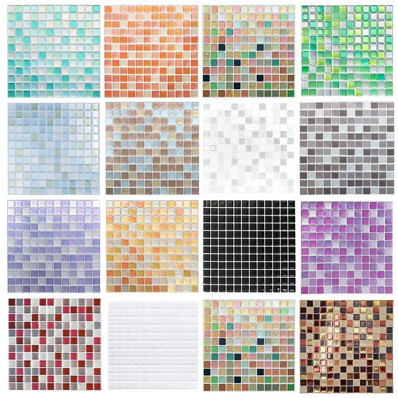 3D Mosaic Tile Stickers Waterproof Peel And Stick Backsplash Wall Decor for Kitchen Bathroom Home Decor 23.6cm Pack of 10/20pcs