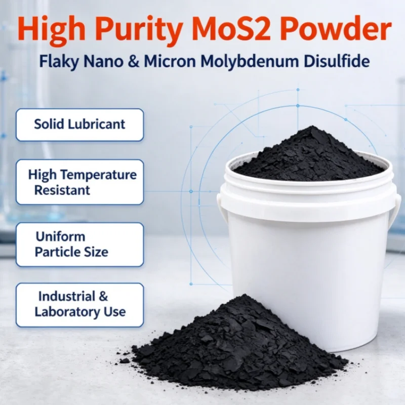 High Purity Flaky Molybdenum Disulfide MoS2 Powder Nano & Micron Solid Lubricant Material