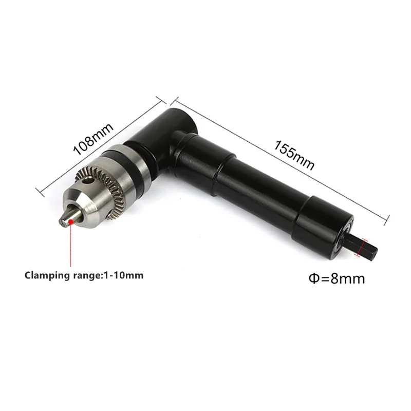 Electric Drill Chuck Electric Accessories 0.8-10mm 1-10mm Narrow Space Right Angle Drilling Tool Three Jaw Chuck Cornerer