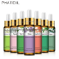 PHATOIL 10ml Sandalwood Lemon Essential Oil Pure Natural Frankincense Thyme Tea tree Rosemary Geranium Oils for Diffuser  DIY