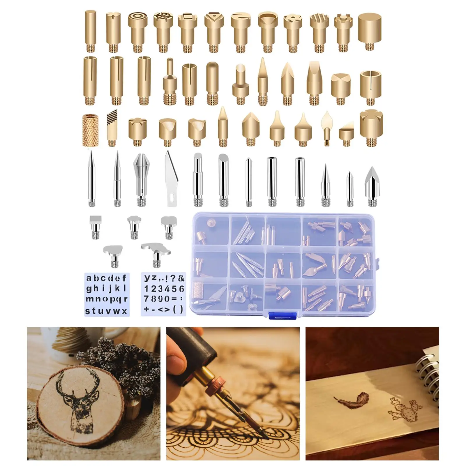 

53x Wood Burning Pyrography Tips Engraving Tool Woodburner Carving Iron Tips for Soldering Carving Pyrography Working Embossing