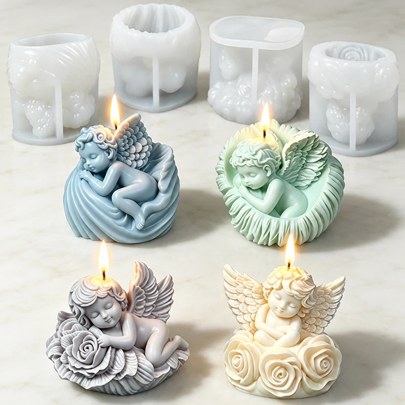 Baby Angel Silicone Candle Mold Wing Angel Soap Wax Aroma Art Craft Making Resin Mould Home Decor Gift