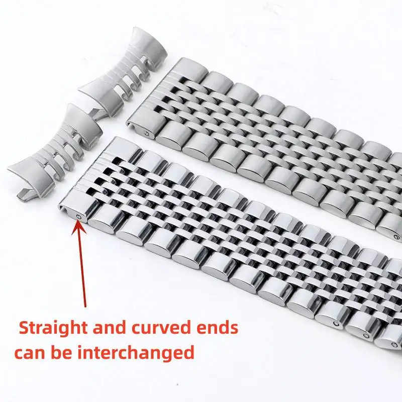 

18mm 20mm 22mm Stainless Steel Silver Straight Curved End Links Rice of Beads Nine Rice Watch Bands Straps Bracelet