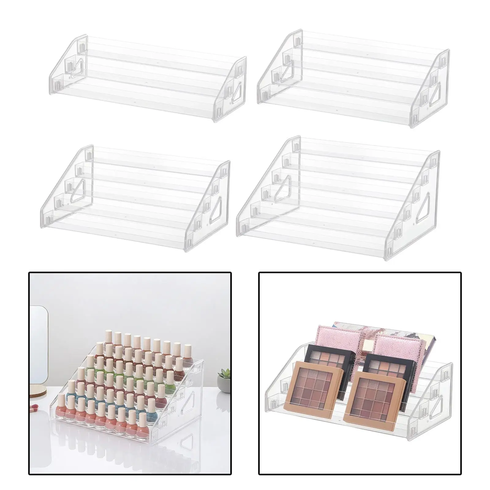 Clear Acrylic Nail Polish Organizer Rack Multilevel Display Stand Storage Holder for Essential Oils Makeup Palettes Counter