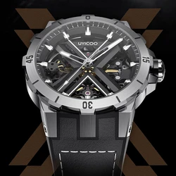 Sports Watch Automatic Luxury Men Skeleton Watches 42mm UYICOO Mechanical Wristwatches Top Brand 50m Waterproof Luminous Clocks