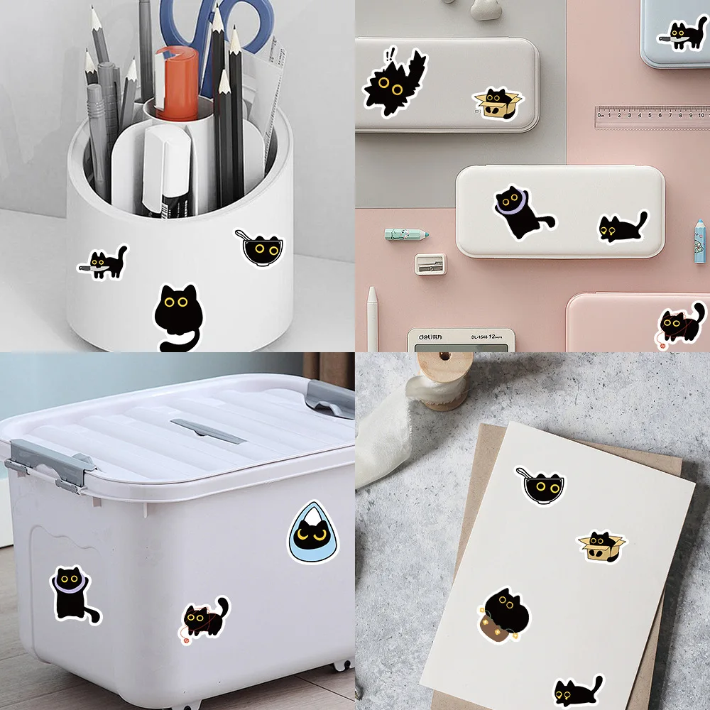 500PCS Roll Cute Black Cat Stickers, Creative DIY Graffiti Decals for Scrapbook Envelope Seal, Kids Reward Gift Wrapping Decor - view 5