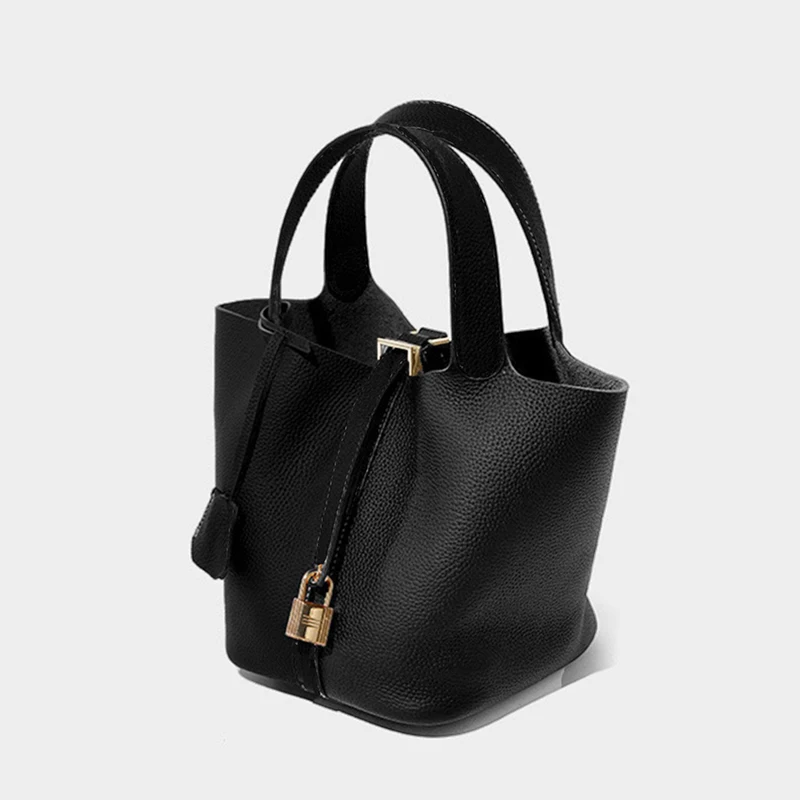 حقيبة يد بقفل ليتشي، شكل حقيبة كلاسيكية عصرية بسيطة بلون سادة، تصميم متخصص كاجوال.