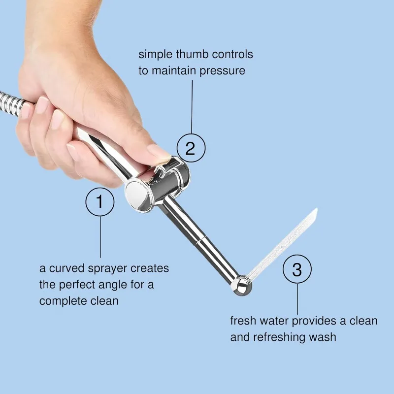 home.Hand Held Bidet Sprayer for Toilet: CleanSpa, Ergonomic Handheld Bidet for Toilet, Toilet Water Sprayer & Hose Set