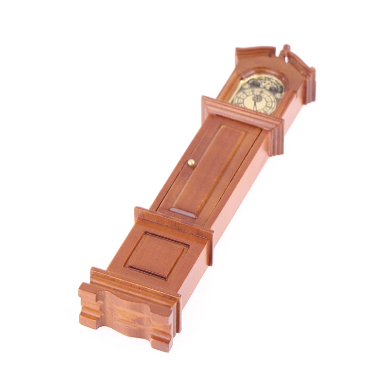 Vintage 1/12 Dollhouse Miniature Grandfather Clock Wooden Mini Model Furniture Toy DIY Doll House Decoration Accessories