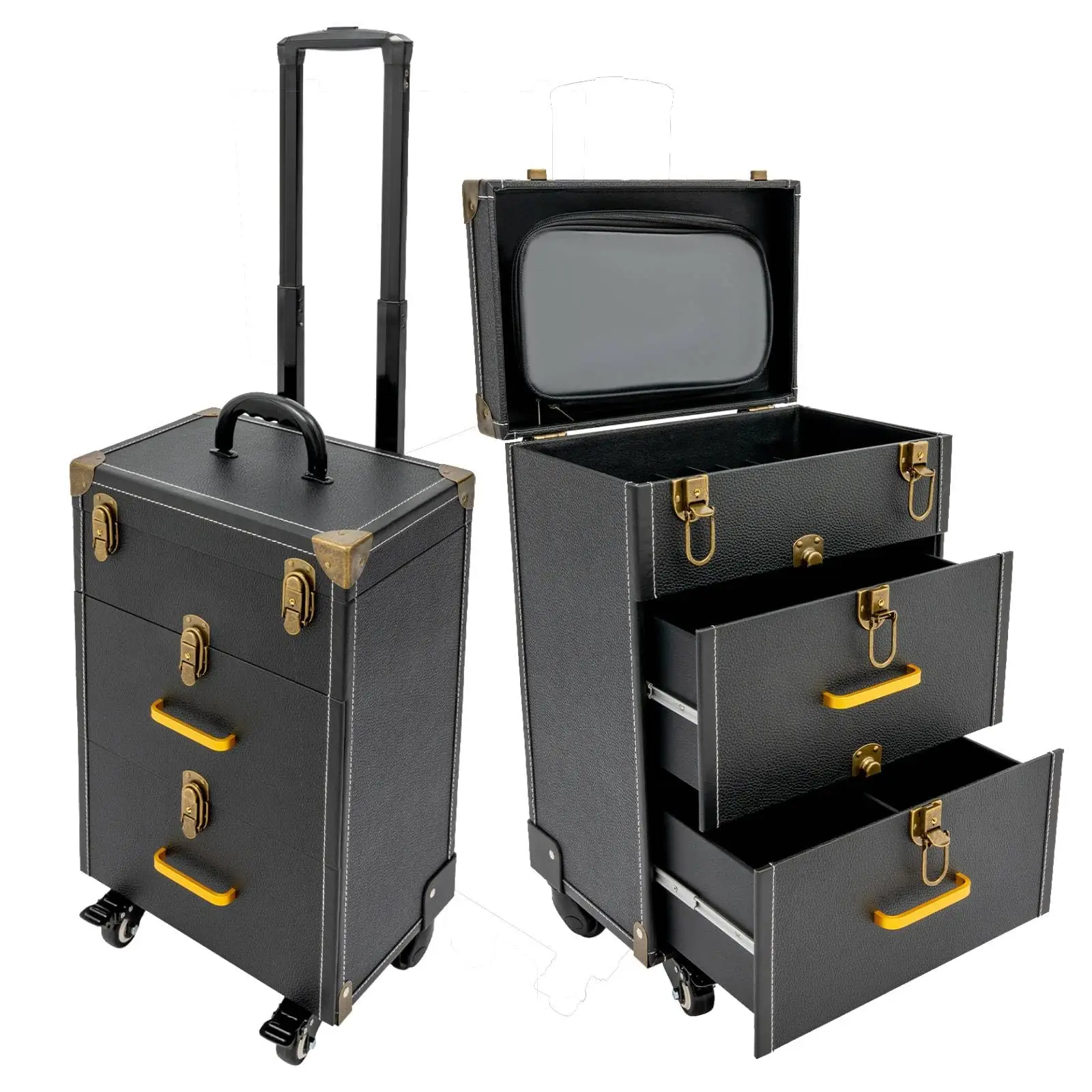 

Professional Rolling Makeup Case with Wheels - Large Capacity Cosmetic Trolley Organizer for Artists, Lockable Design, 110Lbs Ca