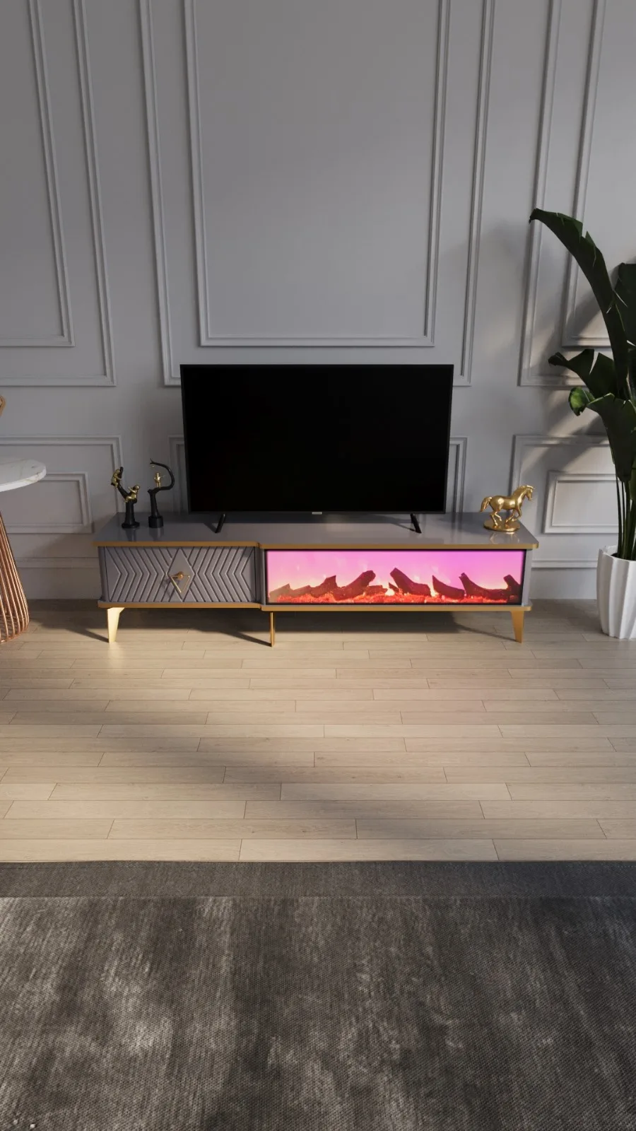 *Wooden Elctronic Fireplace Tv Stands Hot Selling Product Modern and Luxury  Tv Stands With Bluetooth Connection