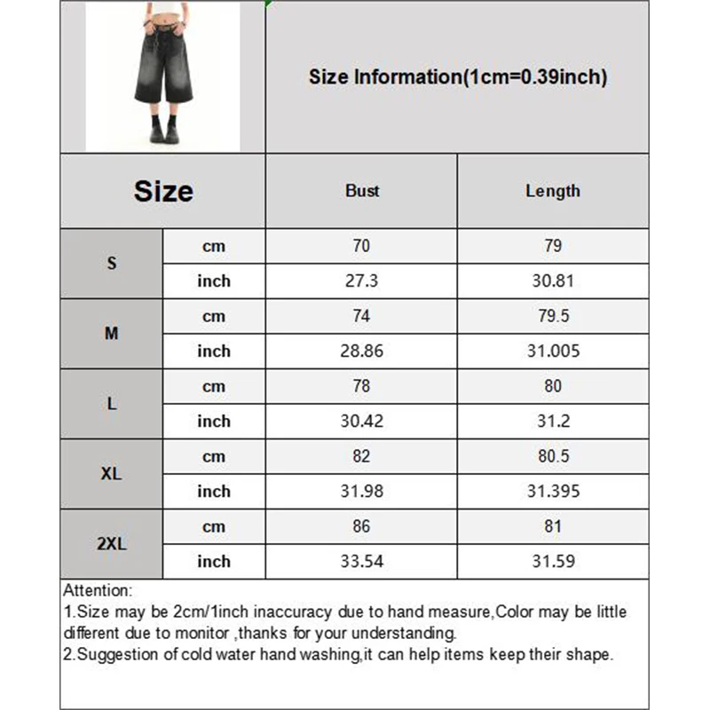 Y2k Vintage Black Jeans Shorts Womens Washed Casual Barrel Jeans Wide Leg Pants Female Denim Shorts Capri Pants Streetwear