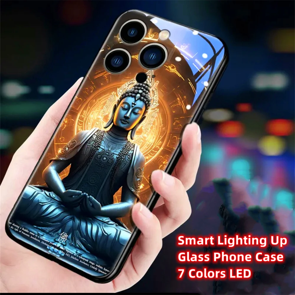 Buddhaland Gleams Design Schallgesteuerte LED-Blitzhüllen Leuchtende Glasabdeckung für Samsung S26 S25 S24 S23 S22 S21 FE Plus Ultra – Detail 33