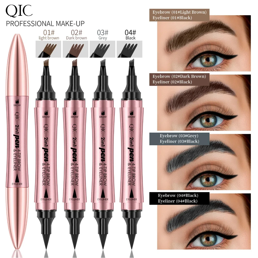 4 Fork Eyebrow Eyeliner Pencil Waterproof Liquid Wild Eyebrow Tattoo Pen Long Lasting Professional Korean Makeup Cosmetics