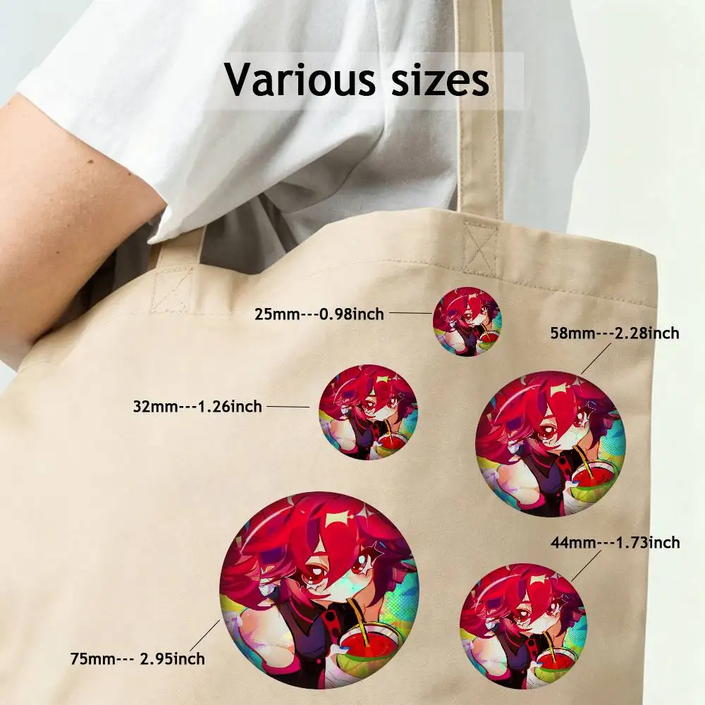 Virtual Singer Gyaru Kasane Teto Pin Cartoon Badge Tinplate Round Brooch DIY Hat Backpack Accessories Game Fans Gifts