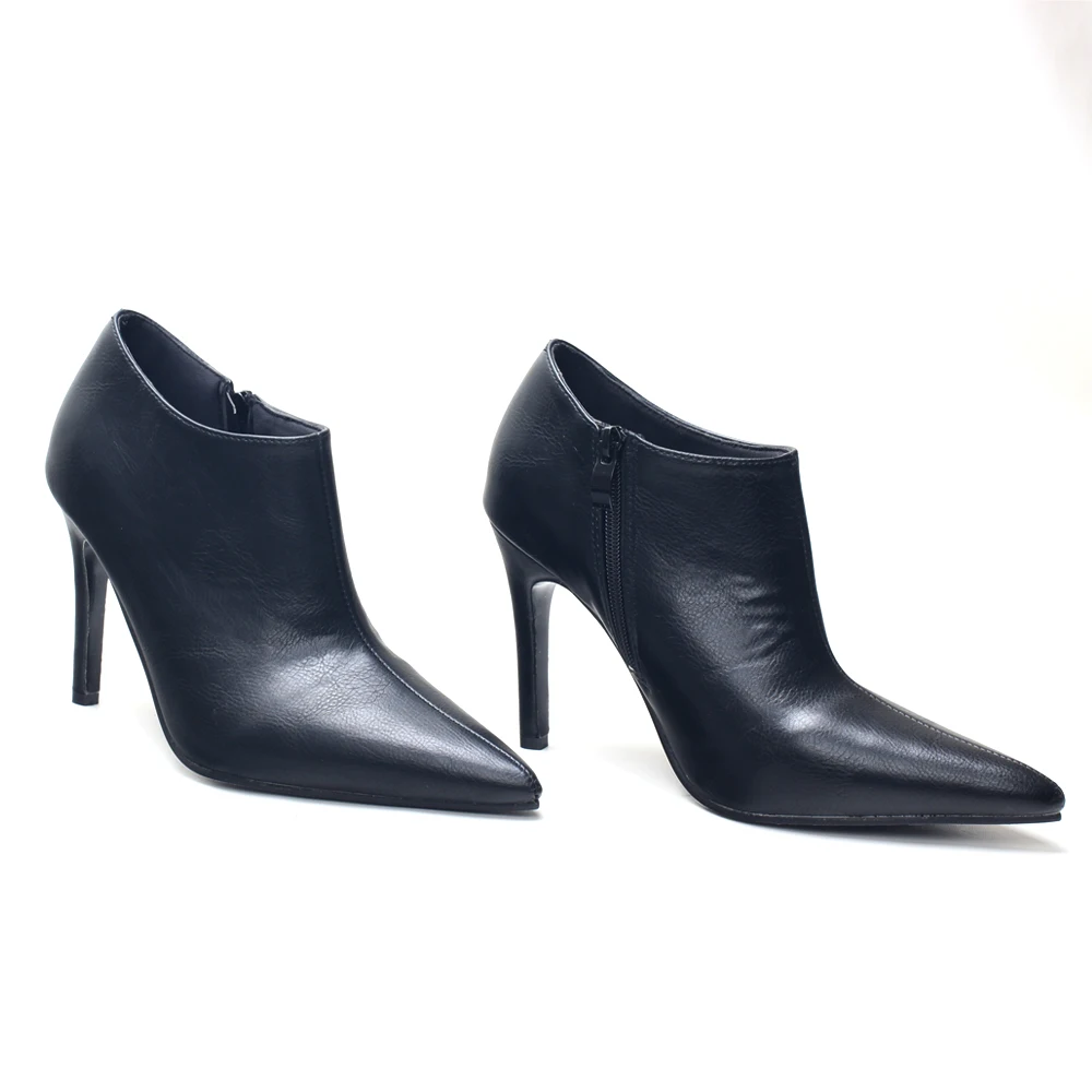10CM Thin High Heels Women Ankle Boots Pointed Toe Shoes Side Zipper Big Size 36-46