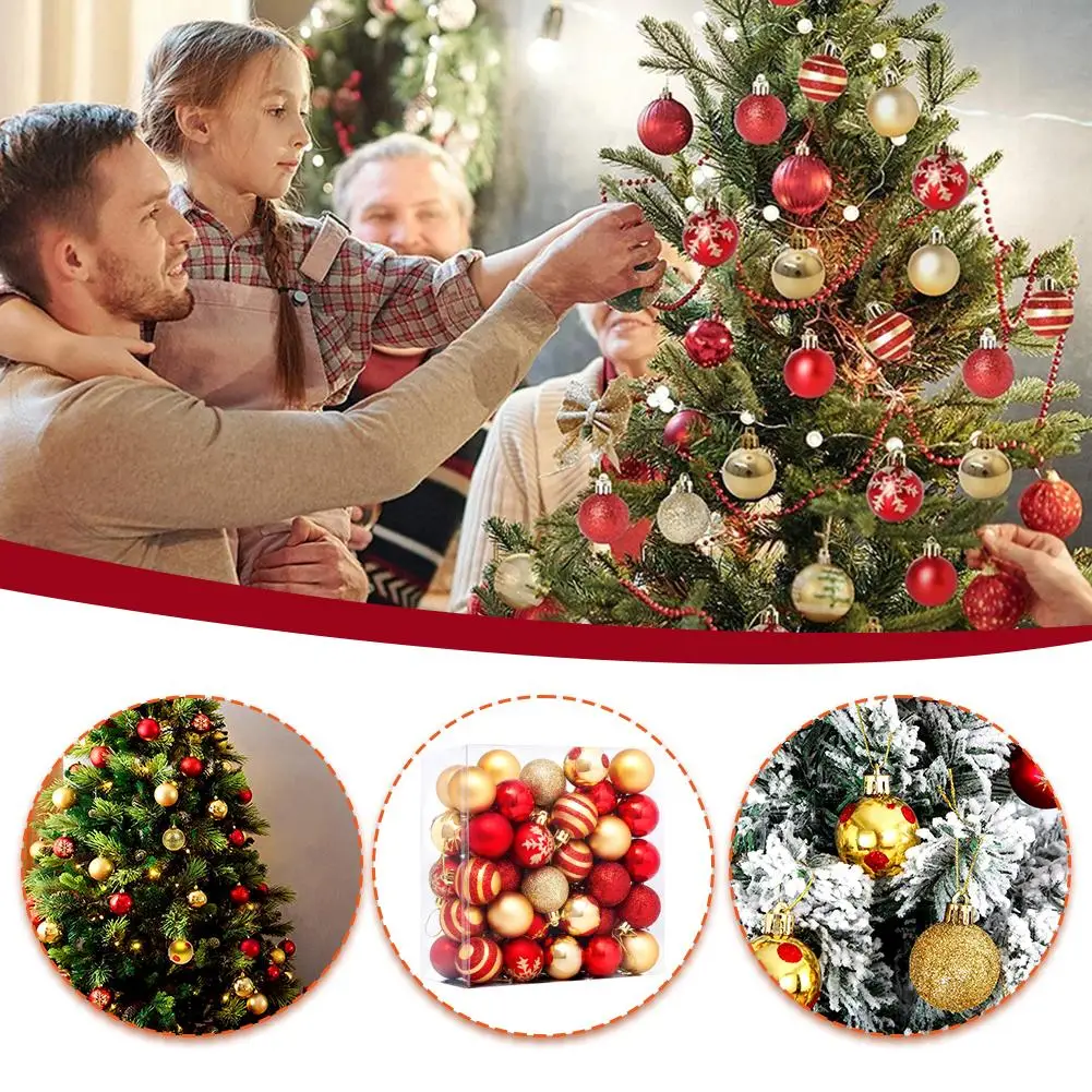 Adornos navideños 50 Uds. De adornos rojos y dorados de 4cm para árbol de Navidad, adornos de bolas e inastillables para decoración navideña Y1v3