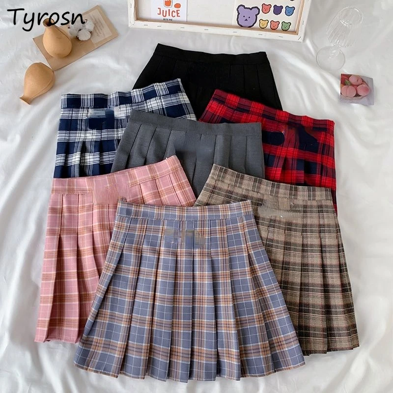 

Plaid Y2k Skirts Women Pleated Mini Tender Hotsweet Vintage High Waist Girlish Preppy Style All-match Mujer Ulzzang Chic Summer